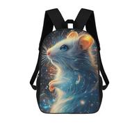 sinyumoney 3D Printed Children's Backpack Magical White Hamster Travel Lightweight School Bag Fashion School Backpack for Kids School Students 17inch