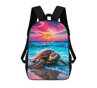 sinyumoney 3D Printed Children's Backpack Majestic Sea Turtle at Sunset School Backpack High Capacity Travel Book Bags for Boys Elementary And Middle School Students 17inch