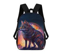 sinyumoney 3D Printed Children's Backpack Majestic Wolf School Backpack High Capacity Travel Book Bags for Boys Elementary And Middle School Students 17inch