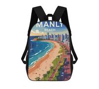 sinyumoney 3D Printed Children's Backpack Manly Beach Cityscape Travel Lightweight School Bag Fashion School Backpack for Kids School Students 17inch
