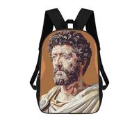 sinyumoney 3D Printed Children's Backpack Marcus Aurelius Low Poly School Backpack High Capacity Travel Book Bags for Boys Elementary And Middle School Students 17inch