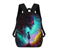 sinyumoney 3D Printed Children's Backpack Monster in The Woods School Backpack High Capacity Travel Book Bags for Boys Elementary And Middle School Students 17inch