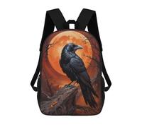 sinyumoney 3D Printed Children's Backpack Moonlit Raven School Backpack High Capacity Travel Book Bags for Boys Elementary And Middle School Students 17inch