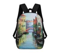 sinyumoney 3D Printed Children's Backpack Morning Venice Travel Lightweight School Bag Fashion School Backpack for Kids School Students 17inch