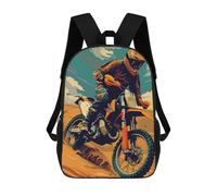 sinyumoney 3D Printed Children's Backpack Motocross Sand Dunes Travel Lightweight School Bag Fashion School Backpack for Kids School Students 17inch
