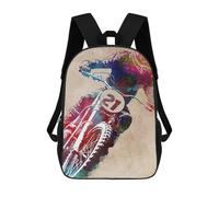 sinyumoney 3D Printed Children's Backpack Motor Racing Sport School Backpack High Capacity Travel Book Bags for Boys Elementary And Middle School Students 17inch