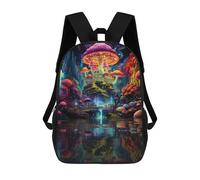 sinyumoney 3D Printed Children's Backpack Mushroom Fantasy World School Backpack High Capacity Travel Book Bags for Boys Elementary And Middle School Students 17inch