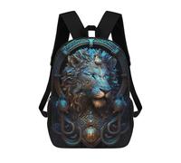 sinyumoney 3D Printed Children's Backpack Mystical Cosmic Blue Lion Travel Lightweight School Bag Fashion School Backpack for Kids School Students 17inch