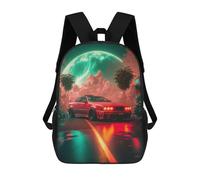sinyumoney 3D Printed Children's Backpack Neon Cityscape with Sports Car Travel Lightweight School Bag Fashion School Backpack for Kids School Students 17inch