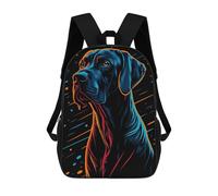 sinyumoney 3D Printed Children's Backpack Neon Dog Portrait School Backpack High Capacity Travel Book Bags for Boys Elementary And Middle School Students 17inch