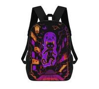 sinyumoney 3D Printed Children's Backpack Neon Ghost Cat Street Art Travel Lightweight School Bag Fashion School Backpack for Kids School Students 17inch