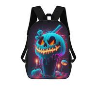 sinyumoney 3D Printed Children's Backpack Neon Halloween Jack-o'-Lantern Cupcake School Backpack High Capacity Travel Book Bags for Boys Elementary And Middle School Students 17inch
