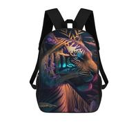 sinyumoney 3D Printed Children's Backpack Neon Tiger in Jungle School Backpack High Capacity Travel Book Bags for Boys Elementary And Middle School Students 17inch