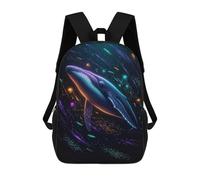 sinyumoney 3D Printed Children's Backpack Neon Whale Deep Sea School Backpack High Capacity Travel Book Bags for Boys Elementary And Middle School Students 17inch