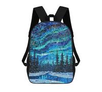 sinyumoney 3D Printed Children's Backpack Northern Lights Mosaic Travel Lightweight School Bag Fashion School Backpack for Kids School Students 17inch