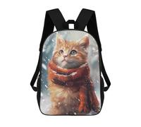 sinyumoney 3D Printed Children's Backpack Orange Kitten in Winter Travel Lightweight School Bag Fashion School Backpack for Kids School Students 17inch
