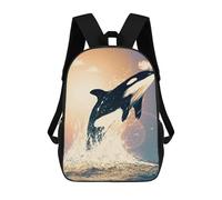 sinyumoney 3D Printed Children's Backpack Orcas Can Fly II Travel Lightweight School Bag Fashion School Backpack for Kids School Students 17inch