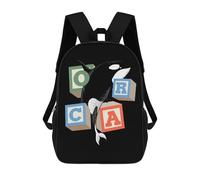 sinyumoney 3D Printed Children's Backpack Orcas Cubes Travel Lightweight School Bag Fashion School Backpack for Kids School Students 17inch