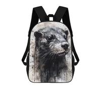 sinyumoney 3D Printed Children's Backpack Otter Charm Black Ink School Backpack High Capacity Travel Book Bags for Boys Elementary And Middle School Students 17inch