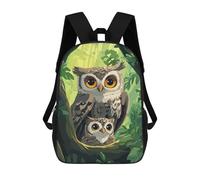 sinyumoney 3D Printed Children's Backpack Owl Family in The Forest Travel Lightweight School Bag Fashion School Backpack for Kids School Students 17inch