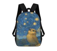 sinyumoney 3D Printed Children's Backpack Owl Under Starry Night Sky School Backpack High Capacity Travel Book Bags for Boys Elementary And Middle School Students 17inch