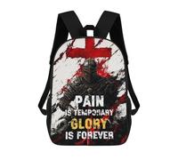 sinyumoney 3D Printed Children's Backpack Pain Is Temporary, Glory Is Forever Travel Lightweight School Bag Fashion School Backpack for Kids School Students 17inch