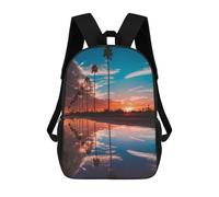 sinyumoney 3D Printed Children's Backpack Palm Reflections at Sunset School Backpack High Capacity Travel Book Bags for Boys Elementary And Middle School Students 17inch