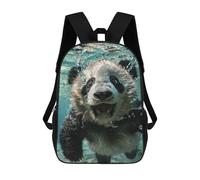 sinyumoney 3D Printed Children's Backpack Panda Sea School Backpack High Capacity Travel Book Bags for Boys Elementary And Middle School Students 17inch