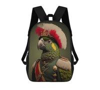 sinyumoney 3D Printed Children's Backpack Parrot in Noble Uniform School Backpack High Capacity Travel Book Bags for Boys Elementary And Middle School Students 17inch