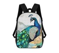 sinyumoney 3D Printed Children's Backpack Peacock Bird Animal Art School Backpack High Capacity Travel Book Bags for Boys Elementary And Middle School Students 17inch