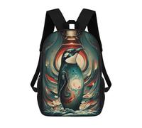 sinyumoney 3D Printed Children's Backpack Penguin in Abstract Bottle Travel Lightweight School Bag Fashion School Backpack for Kids School Students 17inch