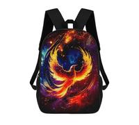 sinyumoney 3D Printed Children's Backpack Phoenix Rising Artwork -5 School Backpack High Capacity Travel Book Bags for Boys Elementary And Middle School Students 17inch