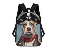 sinyumoney 3D Printed Children's Backpack Pirate Pit Bull Travel Lightweight School Bag Fashion School Backpack for Kids School Students 17inch