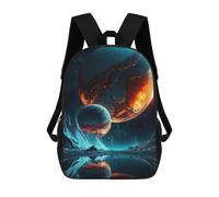 sinyumoney 3D Printed Children's Backpack Planetary Reflections in Space School Backpack High Capacity Travel Book Bags for Boys Elementary And Middle School Students 17inch