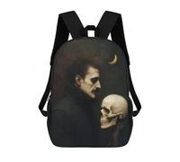 sinyumoney 3D Printed Children's Backpack Poe’s Lament, A Dance with Mortality School Backpack High Capacity Travel Book Bags for Boys Elementary And Middle School Students 17inch
