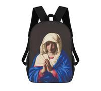 sinyumoney 3D Printed Children's Backpack Praying Virgin Mary Painting School Backpack High Capacity Travel Book Bags for Boys Elementary And Middle School Students 17inch