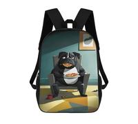 sinyumoney 3D Printed Children's Backpack Pug Eating Pizza Travel Lightweight School Bag Fashion School Backpack for Kids School Students 17inch