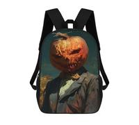 sinyumoney 3D Printed Children's Backpack Pumpkin Head Man School Backpack High Capacity Travel Book Bags for Boys Elementary And Middle School Students 17inch