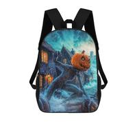 sinyumoney 3D Printed Children's Backpack Pumpkin Head Monster School Backpack High Capacity Travel Book Bags for Boys Elementary And Middle School Students 17inch