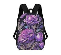 sinyumoney 3D Printed Children's Backpack Purple Rose Travel Lightweight School Bag Fashion School Backpack for Kids School Students 17inch