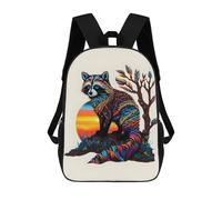 sinyumoney 3D Printed Children's Backpack Raccoon School Backpack High Capacity Travel Book Bags for Boys Elementary And Middle School Students 17inch