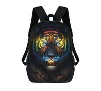 sinyumoney 3D Printed Children's Backpack Rainbow Tiger Portrait School Backpack High Capacity Travel Book Bags for Boys Elementary And Middle School Students 17inch