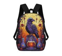 sinyumoney 3D Printed Children's Backpack Raven Love Potion School Backpack High Capacity Travel Book Bags for Boys Elementary And Middle School Students 17inch