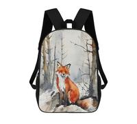 sinyumoney 3D Printed Children's Backpack Red Fox in Winter Forest Travel Lightweight School Bag Fashion School Backpack for Kids School Students 17inch