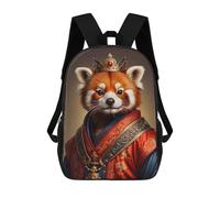sinyumoney 3D Printed Children's Backpack Red Panda King School Backpack High Capacity Travel Book Bags for Boys Elementary And Middle School Students 17inch