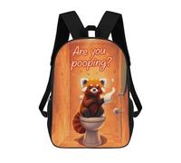 sinyumoney 3D Printed Children's Backpack Red Panda Sitting on Toilet Humor School Backpack High Capacity Travel Book Bags for Boys Elementary And Middle School Students 17inch