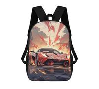 sinyumoney 3D Printed Children's Backpack Red Sports Car with Splash School Backpack High Capacity Travel Book Bags for Boys Elementary And Middle School Students 17inch