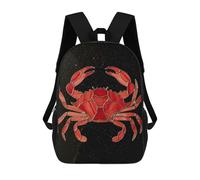 sinyumoney 3D Printed Children's Backpack Red Stained Glass Crab on Black Travel Lightweight School Bag Fashion School Backpack for Kids School Students 17inch