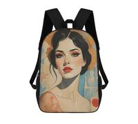 sinyumoney 3D Printed Children's Backpack Retro Art Nouveau Style Model School Backpack High Capacity Travel Book Bags for Boys Elementary And Middle School Students 17inch