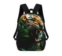 sinyumoney 3D Printed Children's Backpack Roaring Tiger in Jungle School Backpack High Capacity Travel Book Bags for Boys Elementary And Middle School Students 17inch